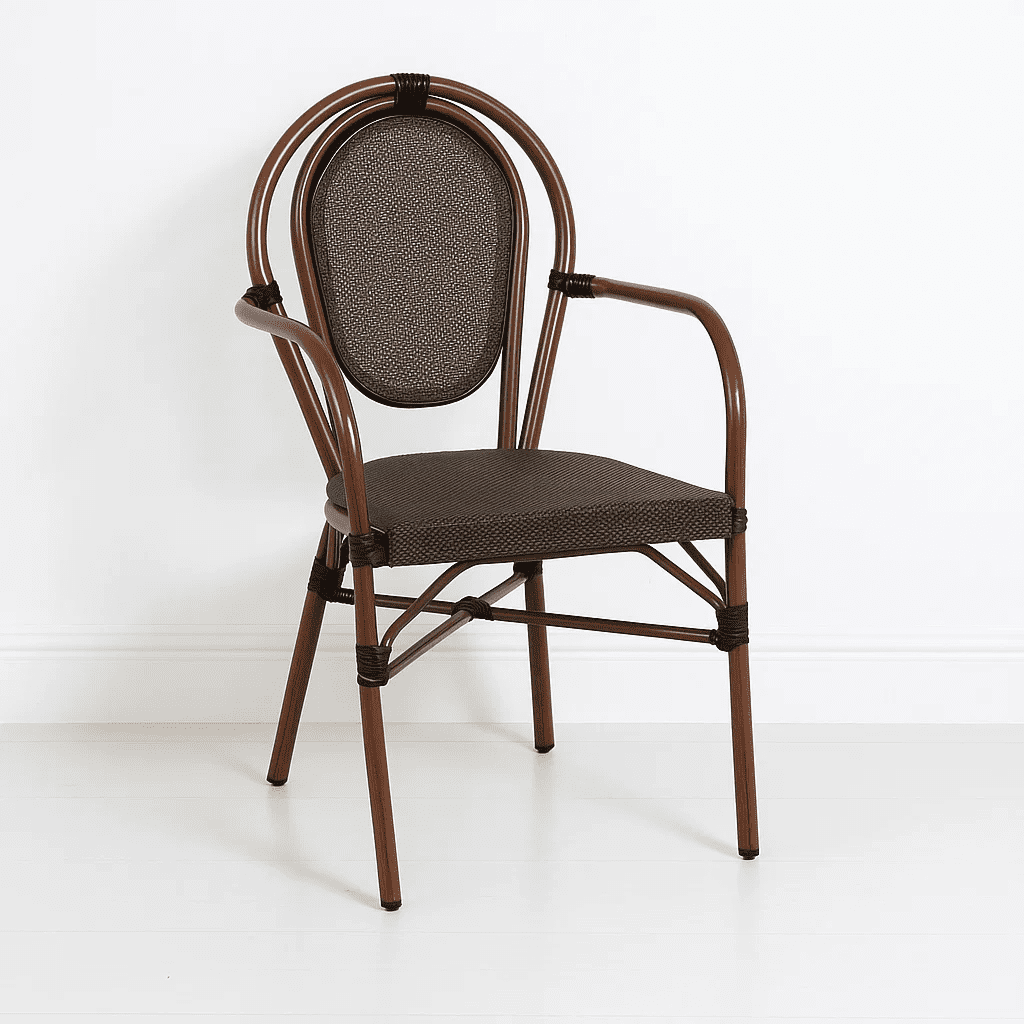 Klik Muebles - Silla Provence Parisina Rattan Con Reposabrazos - Café Oscuro