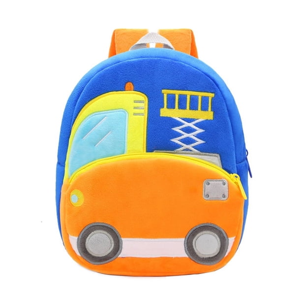 Cute Engineering Car Series Plush Backpack Cartoon Kindergarten Children Mochila Infant School Bags Boy Girls Outing Leisure Bag