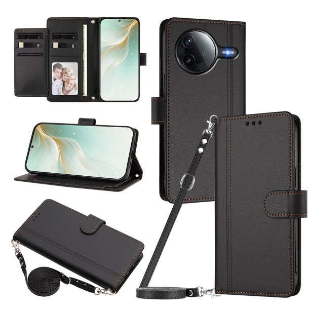 Funda Tipo Libro para Xiaomi POCO F7 Pro, Tapa con Imán, Negro