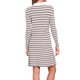 thumbnail image 3 of Vestido de suéter INSPIRE CHIC para mujer casual de manga larga con rayas, cuello en V, línea A, por encima de la rodilla, tejido acanalado, XL Blanco Camello, 3 of 6