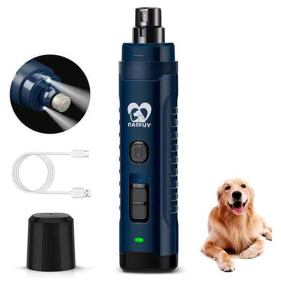 Molinillo de uñas para perros Casfuy, 4,8 V, superpotente, LED de 2 velocidades