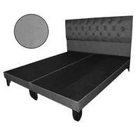 Mueblart - Base De Cama Con Respaldo A Piso Super King Gris Lino