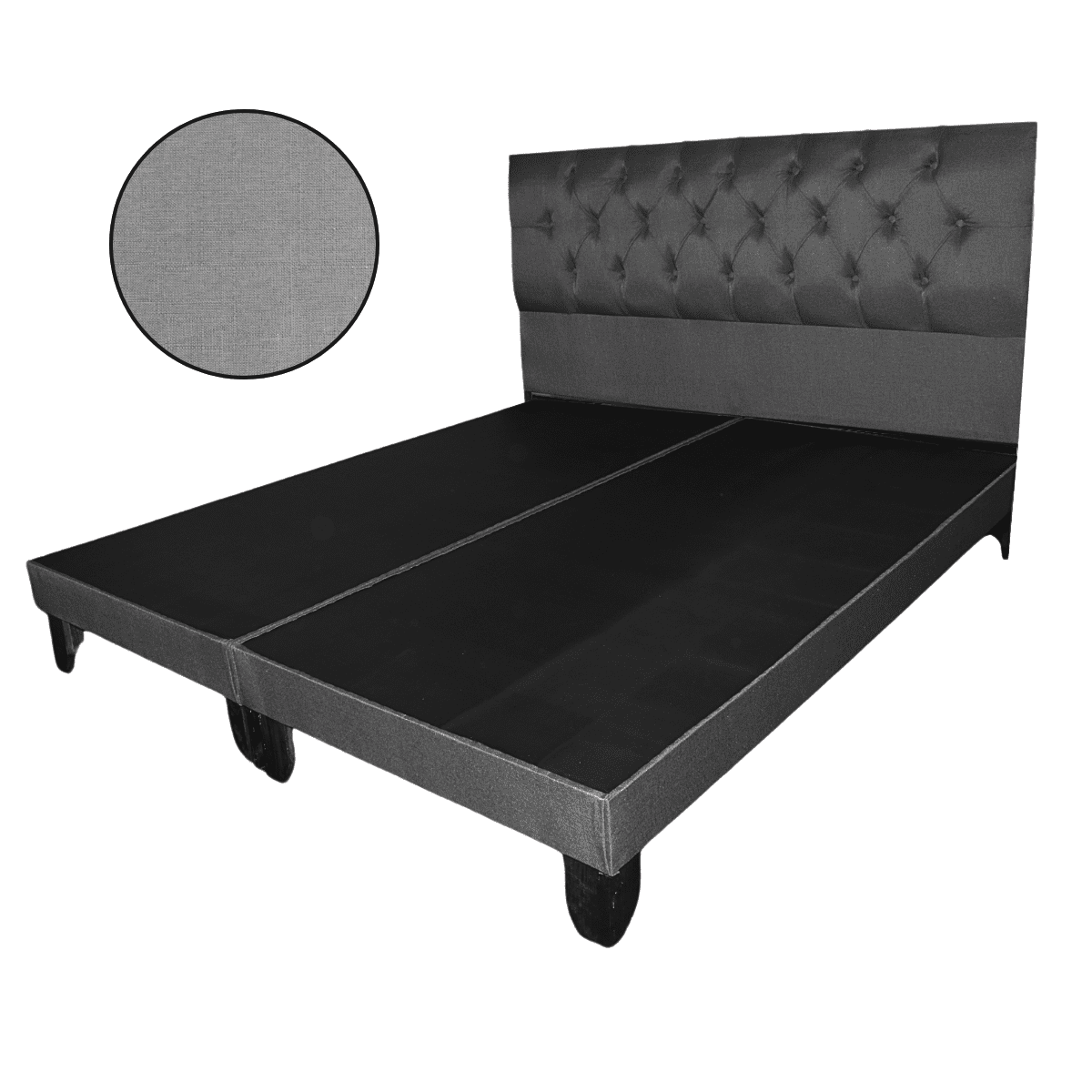 Mueblart - Base De Cama Con Respaldo A Piso Super King Gris Lino