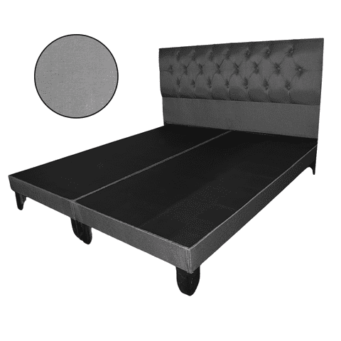 Mueblart - Base De Cama Con Respaldo A Piso Super King Gris Lino