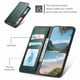 thumbnail image 5 of Funda tipo cartera para iPhone 15 de piel con cierre magnético, ranuras para tarjetas y correa para la muñeca Verde, 5 of 6