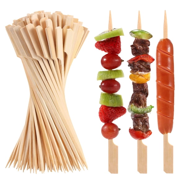 Brochetas de bambú estilo barbacoa de 7 pulgadas para aperitivos, fruta o barbacoa (200 unidades)