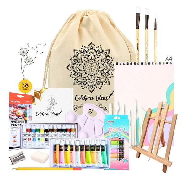 Set Arte Pintura Gouache C Tonos Pastel 38 Piezas