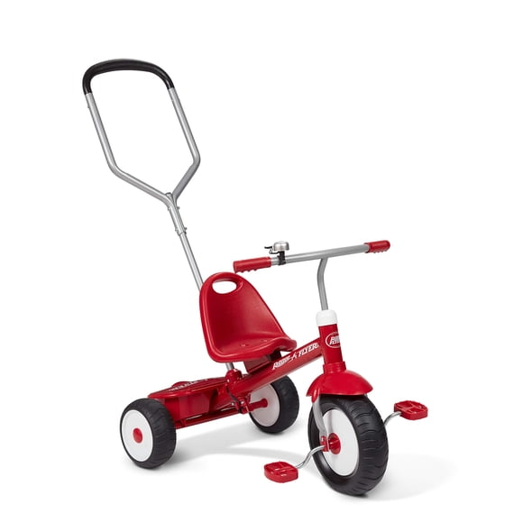 Radio Tricycle Flyer Deluxe Steer & Stroll Ride-On, color rojo, de 2 a 5 años