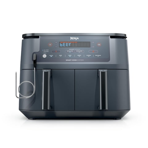 Freidora De Aire Ninja Dz550Gy 10Qt Con Termómetro Inteligente Y Doble Cesta