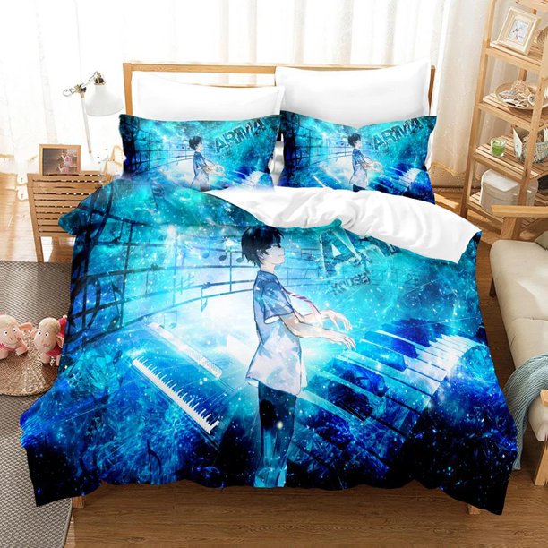 Your Lie in April Kaori Miyazono Bedding Set Boys Girls Duvet Cover Pillowcase Bed Kids Adult