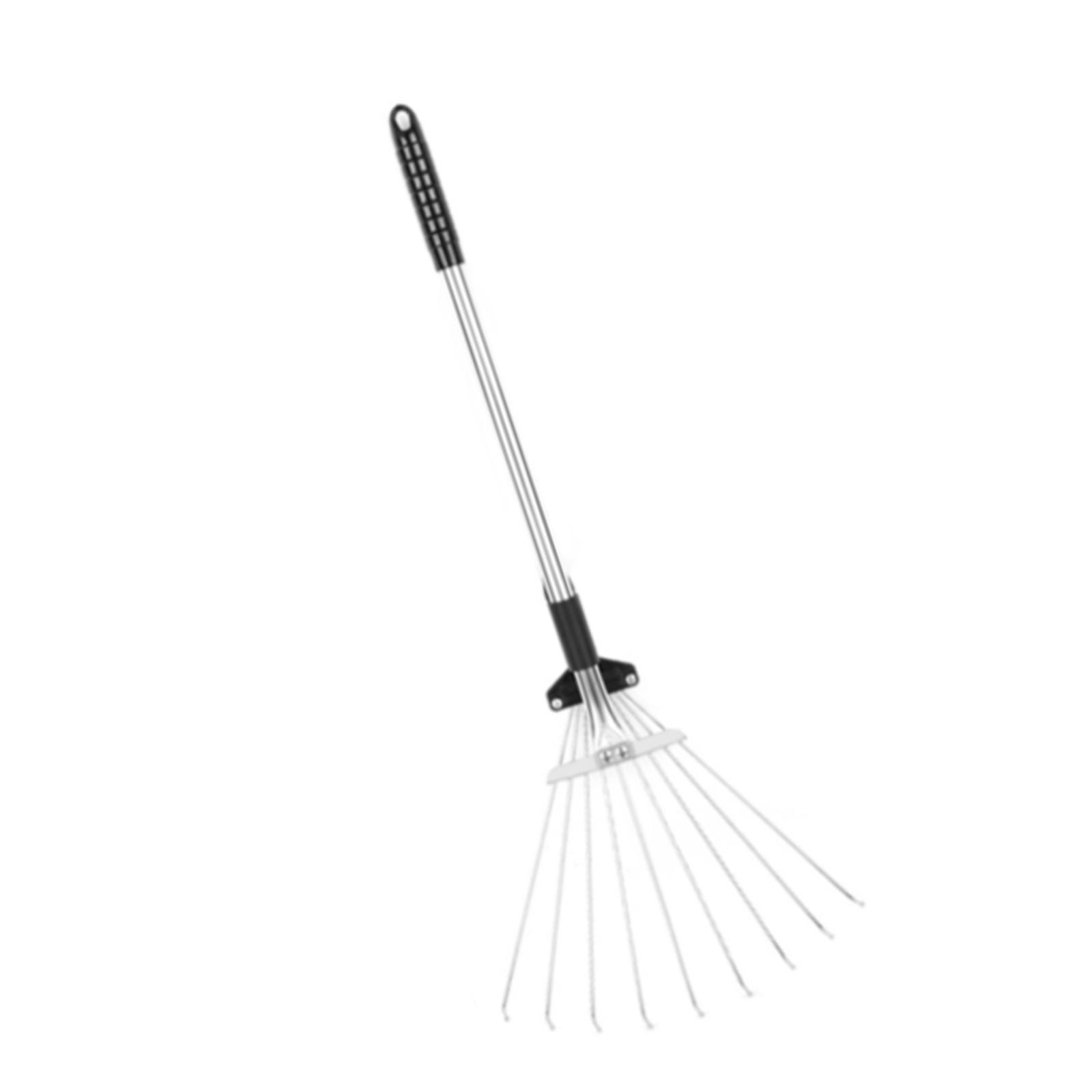 Magideal - Rastrillo De Hojas De Jardín Ajustable, Rastrillo De Hojas, Rastrillo De Metal Versátil Y Ligero, Cabezal Extensible Telescópico Para Limpieza De Césp Varilla De Aluminio