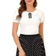 thumbnail image 1 of INSPIRE CHIC Blusa de Mujer con Lazo en el Cuello, Manga Corta Sólida, Cuello Peter Pan, Top Casual de Verano XS Blanco, 1 of 7