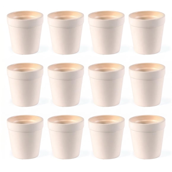 Maceta Fun Express de 8 cm, cerámica blanca, paquete de 12