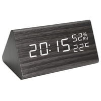 Xusx111 - Reloj Despertador De Madera, Hora, Fecha, Temperatura Y Humedad Activación De Sonido De 24 Horas Ajustable Para El Dormitorio Del Hogar Viajes De Oficina