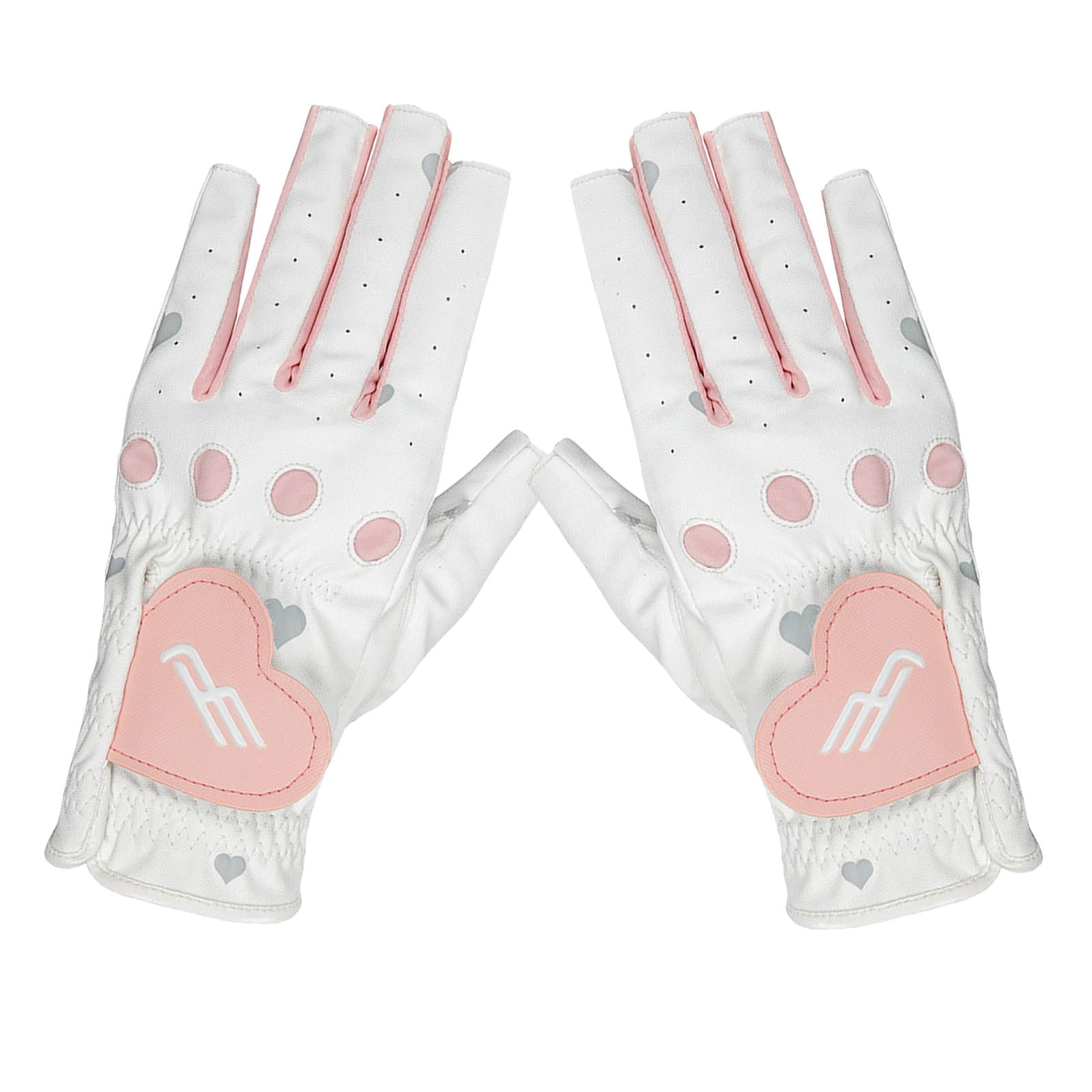 Magideal - 2 Guantes De Golf Transpirables Para Mujer, Guantes Sin Dedos Para Mujer, Para Deportes Al Aire Libre, Ciclismo Rosa 18