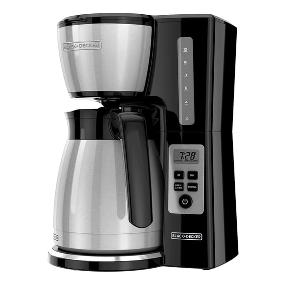 Cafetera BLACK+DECKER de 12 tazas, programable térmicamente