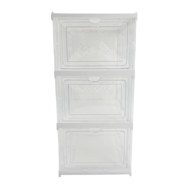 3 cajas de almacenamiento para zapatos, apilables, ahorradoras de espacio, organizadores de zapatos, vitrinas para cosméticos, sombreros, artículos co