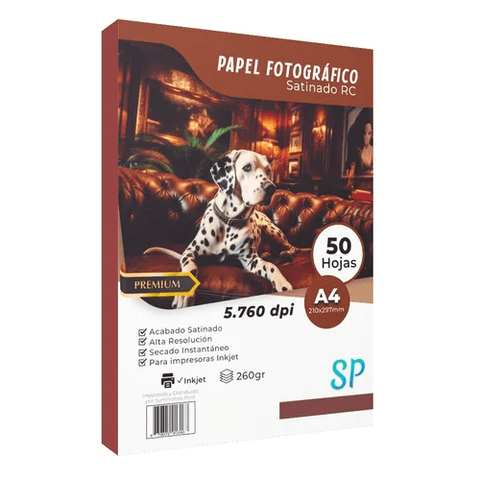 Genérico - Papel Fotográfico Rc Satinado A4 Glossy 260Gr X 50 Hojas Sp Color Blanco