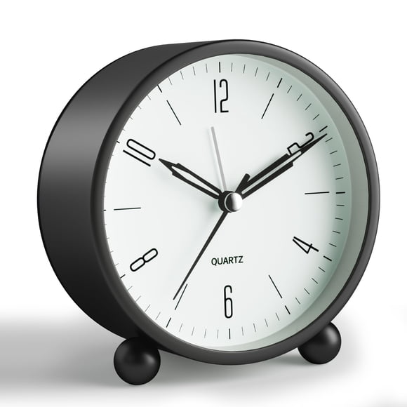 Reloj despertador analógico JALL Super Silent que no hace tictac, 10 cm, negro
