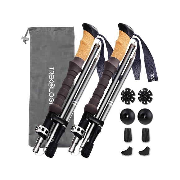 Bastones de trekking TREKOLOGY TREK Z con mango de corcho ultraligeros, 2 unidades