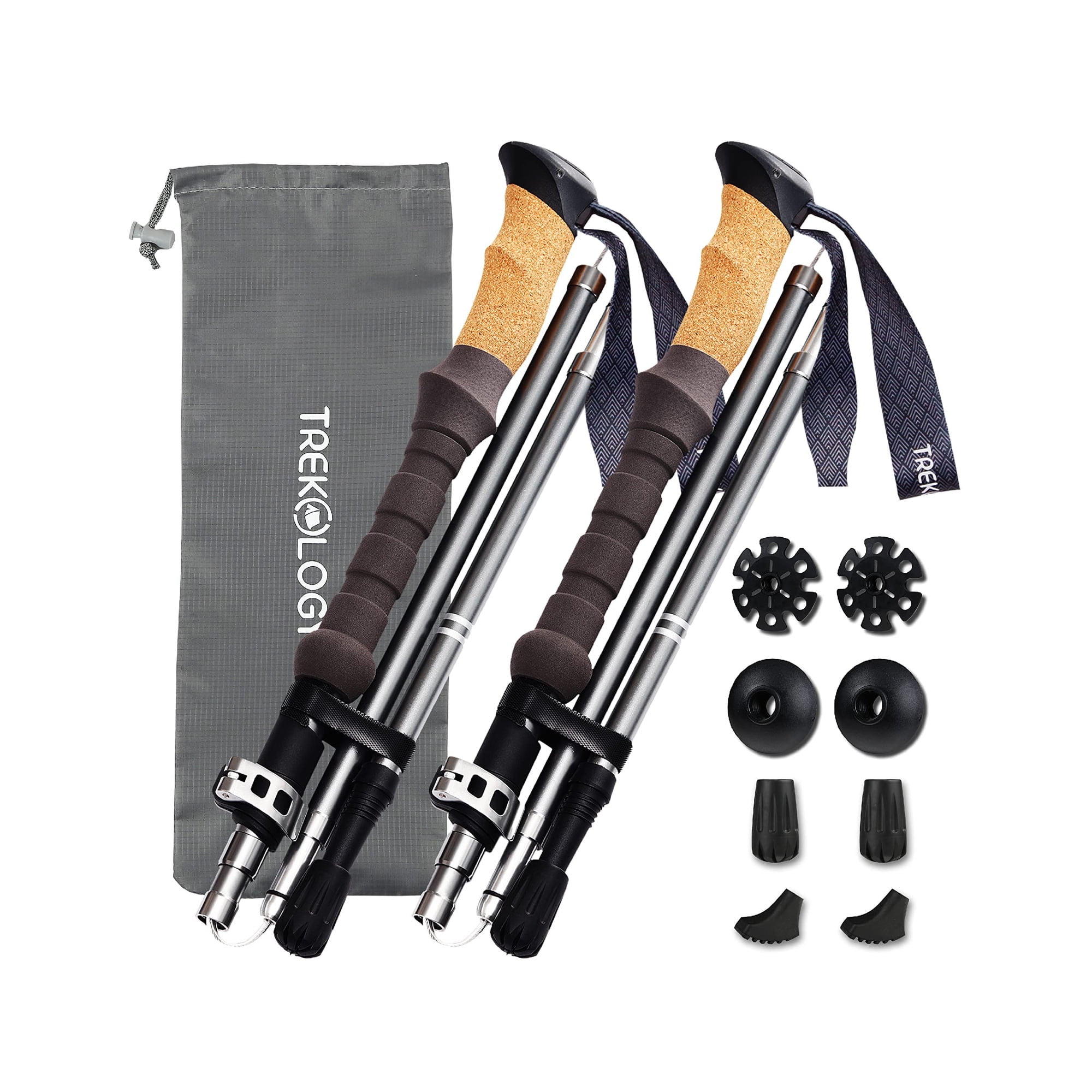 Bastones De Trekking Trekology Trek Z Con Mango De Corcho Ultraligeros, 2 Unidades