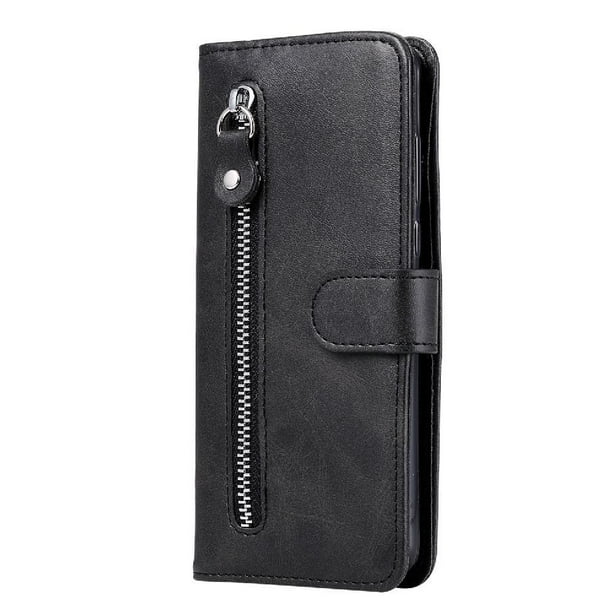 Funda con Cremallera para Samsung Galaxy S21 Ultra 5G, Carcasa Cartera de Cuero PU con Soporte y Tarjetero