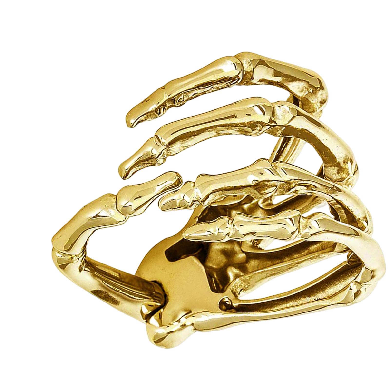 Magideal - Pulsera De Esqueleto De Metal, Accesorios De Halloween, Adornos De Garra, Brazalete De Esqueleto Gótico Para Tu Disfraz De Cosplay De Halloween. Dorado