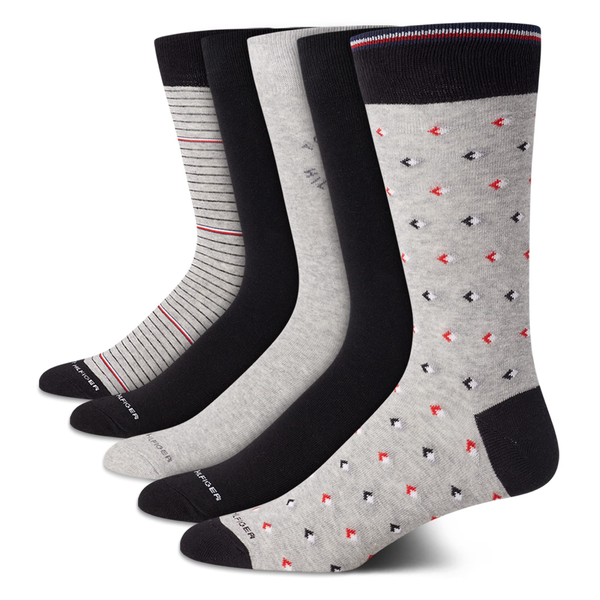 Calcetines De Vestir Tommy Hilfiger, 5 Unidades, Ligeros, Para Hombre, Color Gris Y Negro
