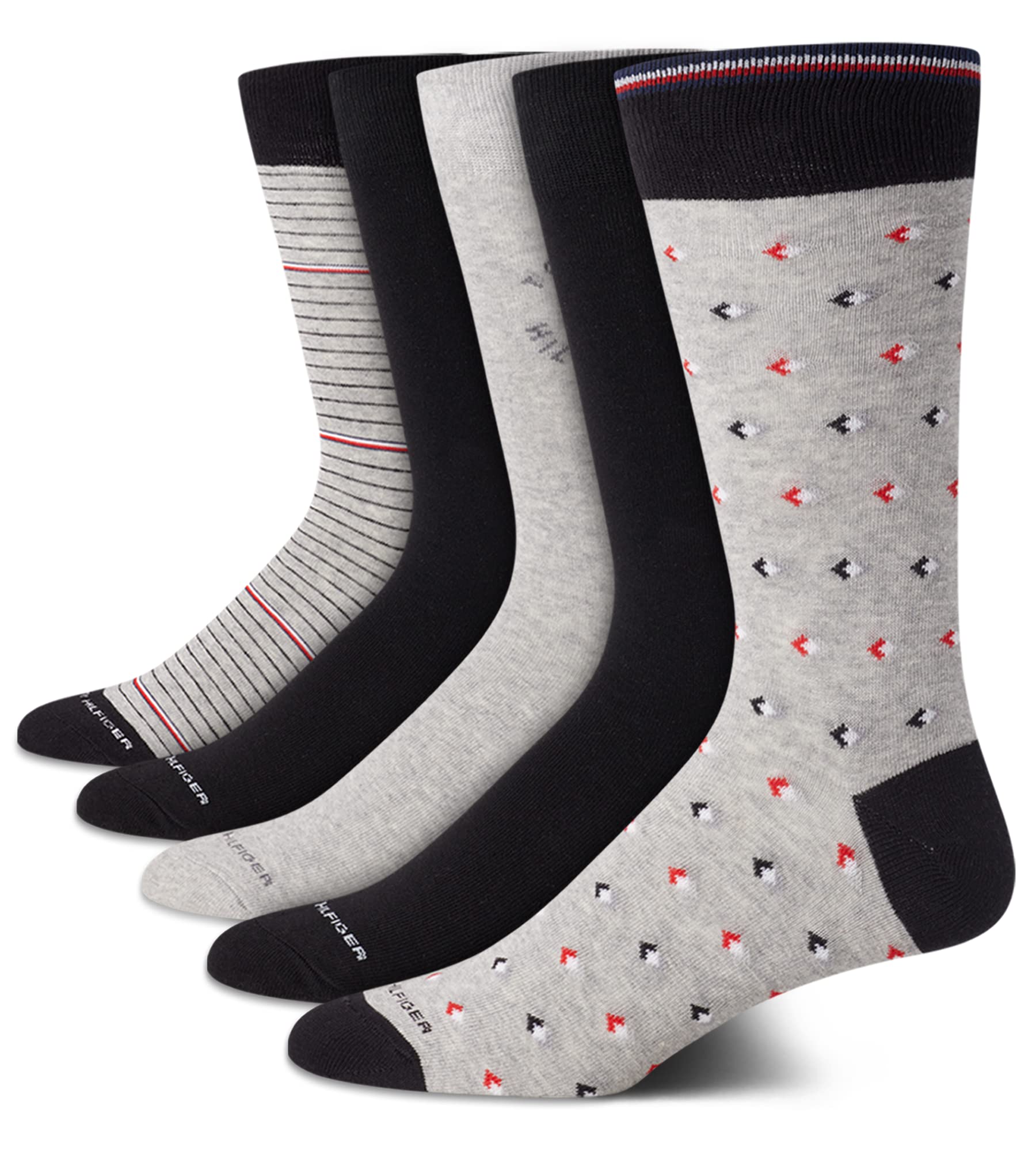 Calcetines De Vestir Tommy Hilfiger, 5 Unidades, Ligeros, Para Hombre, Color Gris Y Negro