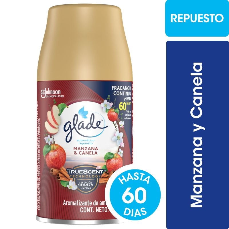 Aromatizante Ambiental Repuesto Aerosol Manzana Y Canela Lata 270 ml Glade