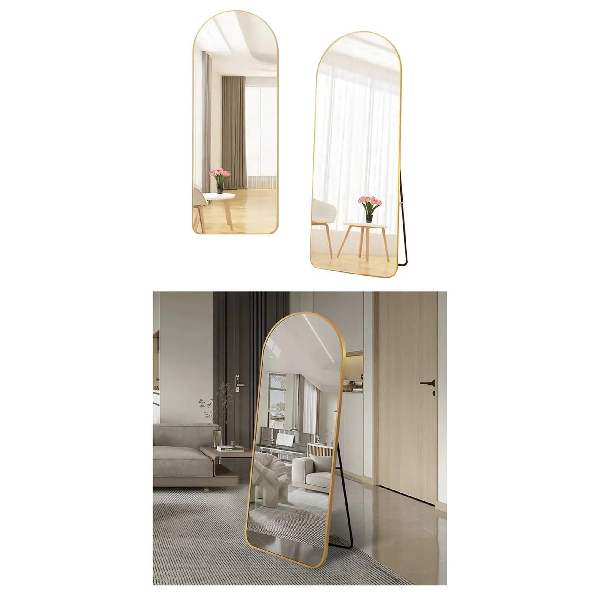 Vitelio - Espejo Pedestal Ovalado Dorado 160x50cm