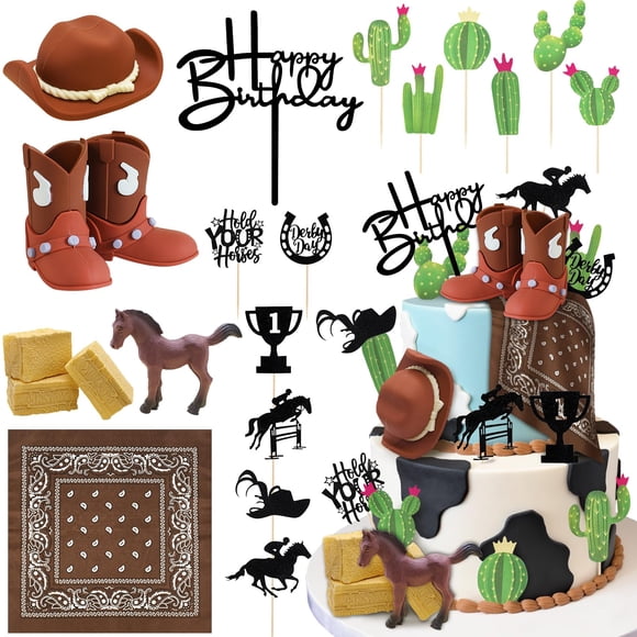 Decoraciones para tartas con temática de vaquero de Sunshuang, 21 piezas