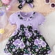 thumbnail image 1 of Baby Girls Cute Casual Ruffled Stitching Flower Ribbed Dress & Bow Headband Set For Summer Holiday, 1 of 5