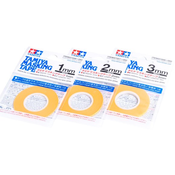 Juego de cintas adhesivas Tamiya de 1 mm/2 mm/3 mm para modelos (18 m)