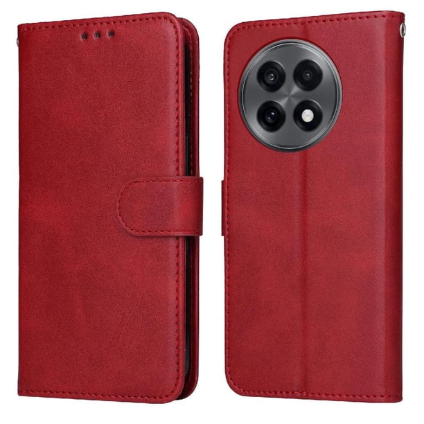 Funda Billetera para OnePlus 13R 5G con Porta Tarjetas y Soporte Ajustable Rojo