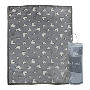 Frazada Ultra Soft Corazones 80X110Cm Gris Bebesit