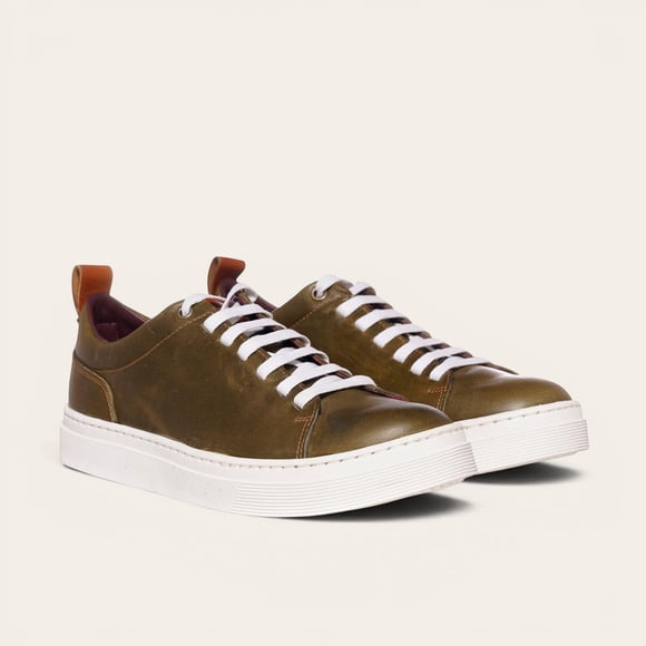 Zapatilla Clásicas de Cuero Calán OLKI - Verde/Blanca negro 40