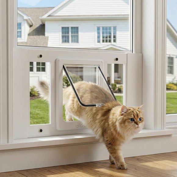 Puerta para Gatos ALLOYNIX Inserto para Ventana 91‑102 cm con 4 Bloqueos