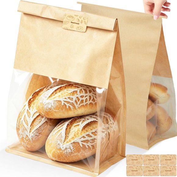 Bolsas para pan Sowinvent 40x26x13 cm, 50 unidades con cierre de pestillo