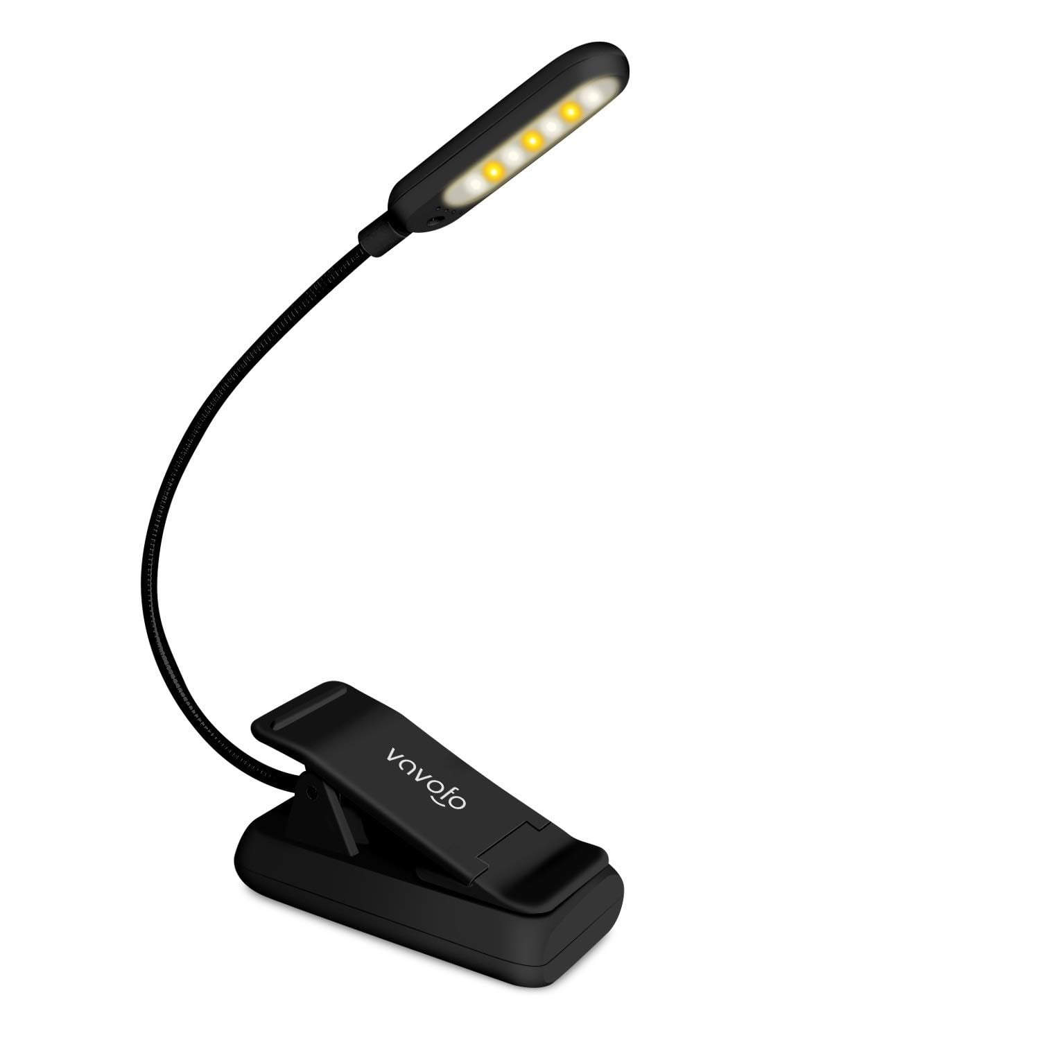 Lámpara De Lectura Vavofo Recargable De 7 Led, 9 Colores De Temperatura. (negro)