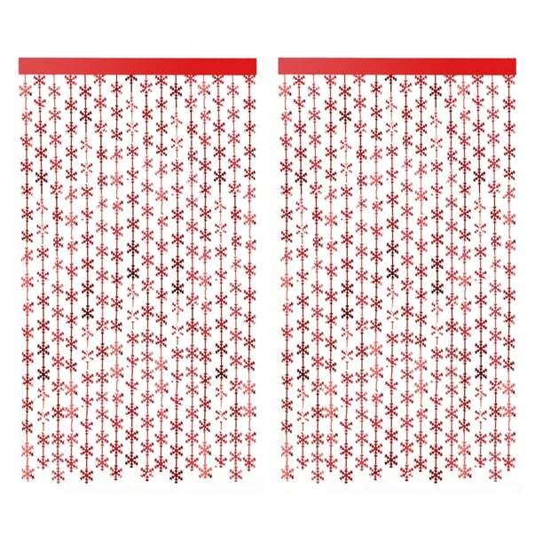 2 cortinas con flecos de copos de nieve y flecos metálicos brillantes para decoración de fiesta de cumpleaños de niña.