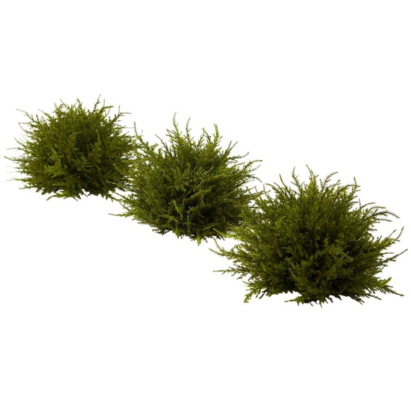 Juego de 3 unidades Cedar Balls Nearly Natural 4949-S3, color verde