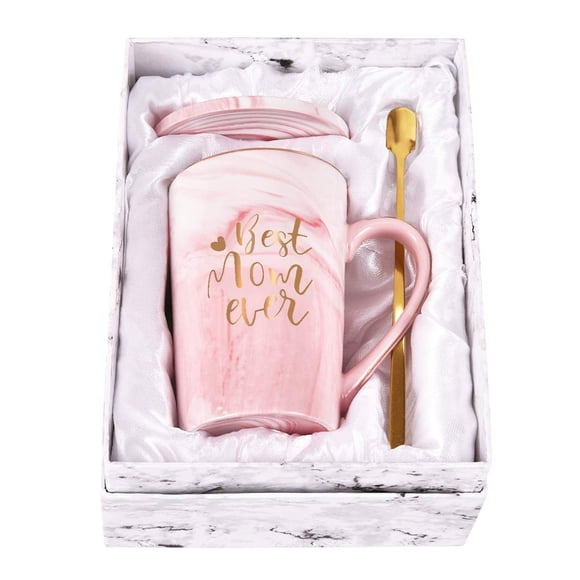 Taza de café YHRJWN Best Mom Ever, 400 ml, cerámica, rosa