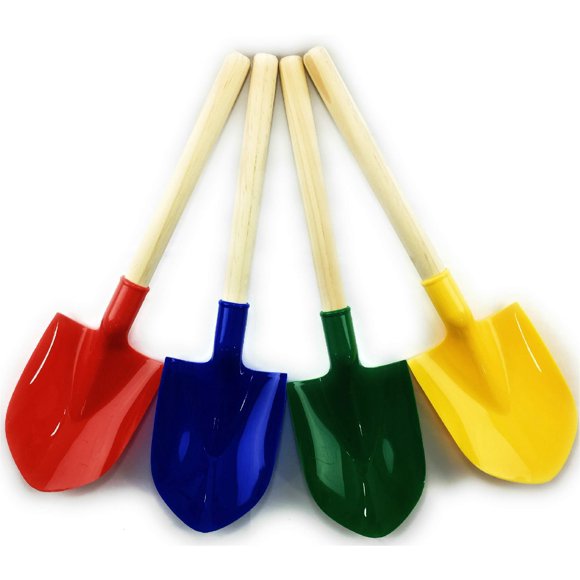Minipalas de arena de madera Matty's Toy Stop 16.5 para niños, paquete de 4