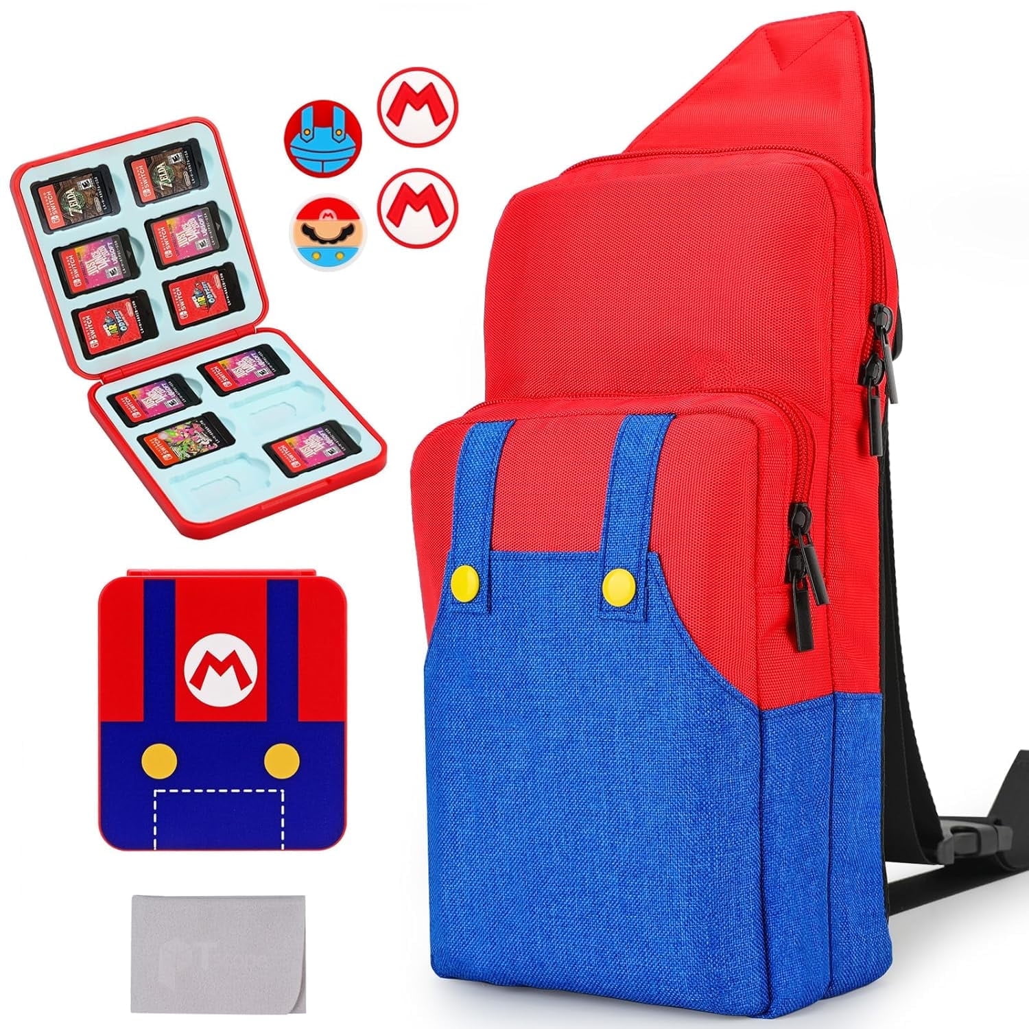 Bolso Bandolera Aaronmei Super Mario Con Estuche Para Tarjetas Y Protectores Para Joystick Clásico