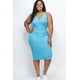 thumbnail image 1 of Vestido Midi Ajustado Sin Mangas De Canalé De Talla Grande, 1 of 2