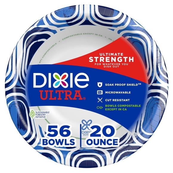 Bowls de papel Dixie Ultra de 20 oz, 56 unidades, aptos para microondas