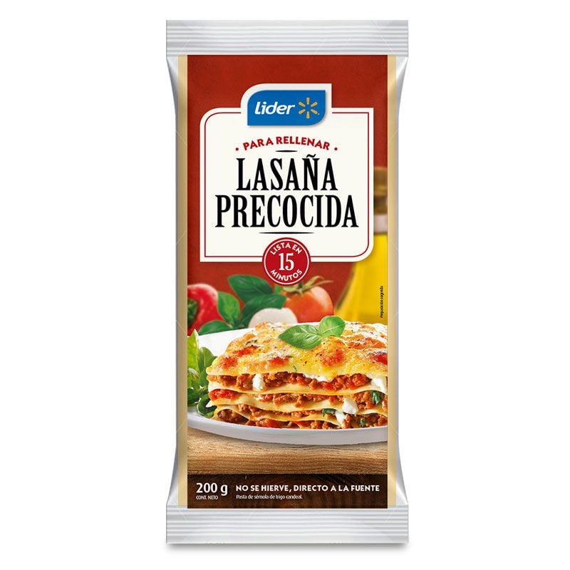 Lasaña Precocida Caja 200 g Lider