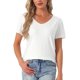 thumbnail image 1 of INSPIRE CHIC Camisetas de Mujer Manga Corta Básica Conjuntos Camisetas Cómodas Cuello en V Suave Casual Verano Pijama Tops M Blanco, 1 of 6