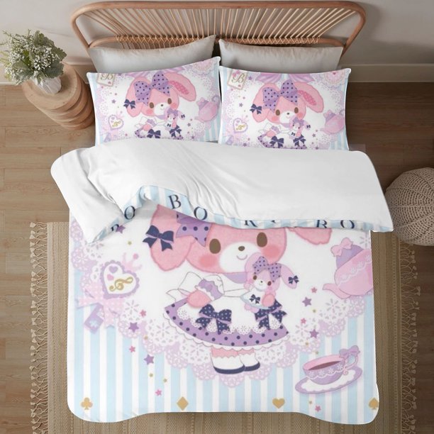 Bonbonribbon 3-Piece Bedding Set For Kids Boys Girls Adult Cartoon Warm Cute Fashion Holiday Present Gift Bed Sheets